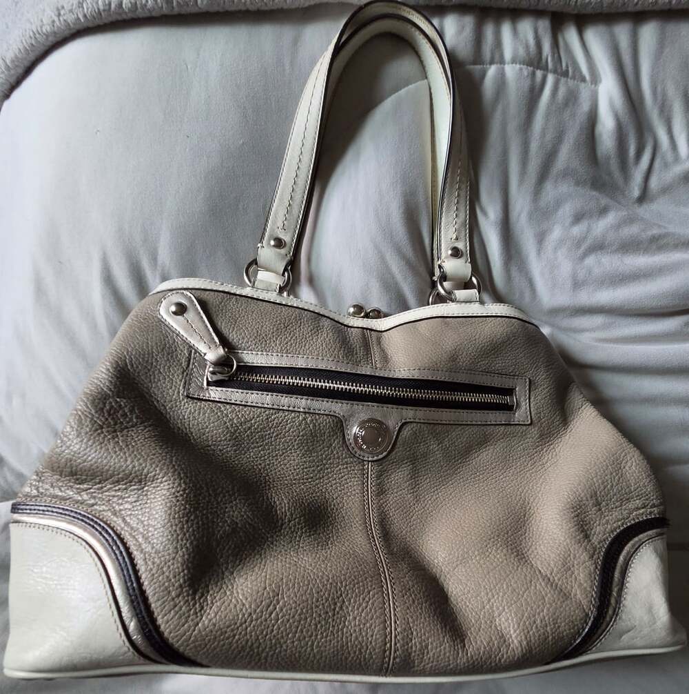 Coach Laura Spectator Gray White Leather Handbag